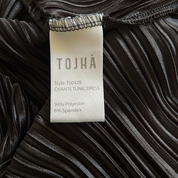 Tojhà Chante Tunic Pleated Black Mini Dress Long Sleeve - Picture 11 of 16